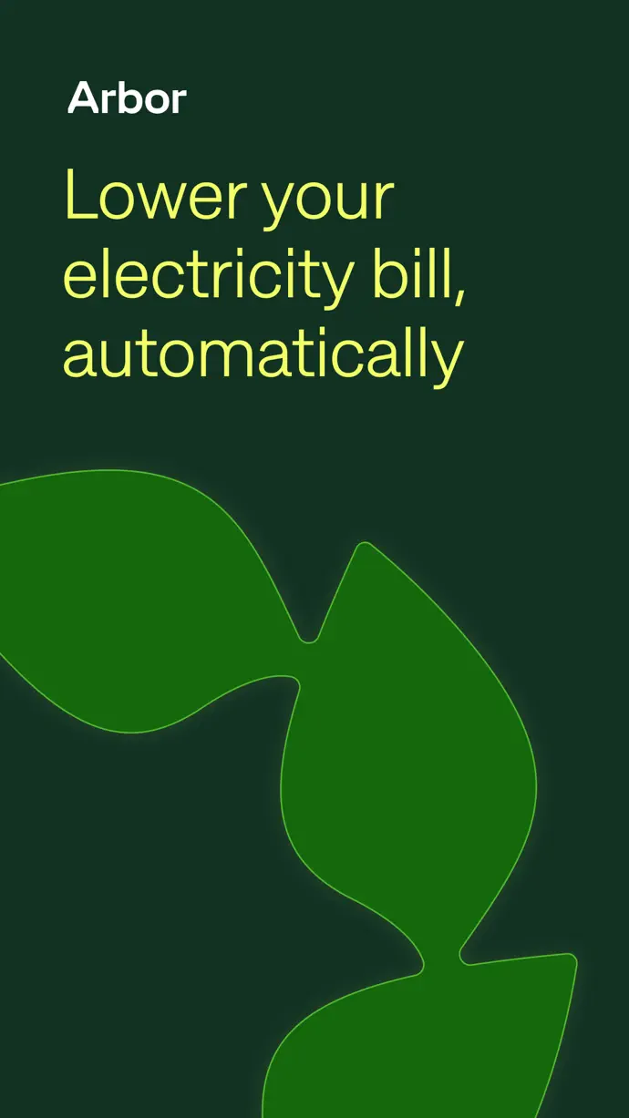 Arbor app showing electricity savings on a phone screen